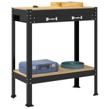 Workbench Black 80 x 40 x 91 cm Engineered Wood and Metal 42020130