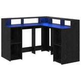 Desk with Shelf Black Oak 130 x 130 x 91 cm Engineered wood 3365617