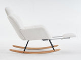 Teddy Fabric Tufted Upholstered Rocking Chair Padded Seat with Headrest and Foldable footrest For W1397P232247