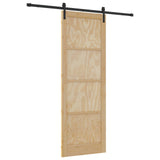 Sliding Door Natural and Black 83 x 232 cm Solid Pine Wood 3445409