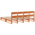 ZNTS Bed Frame without Mattress Wax Brown 200x200 cm Solid Wood Pine 3302308