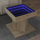 Coffee Table with LED Sonoma Oak 50x50x45 cm Engineered Wood 847562