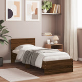 Bed Frame without Mattress with Headboard Brown Oak 75x190 cm Small Single 838665