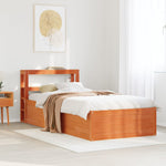 Bed Frame with Headboard Wax Brown 90x200 cm Solid Wood Pine 3306353