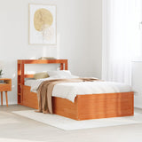 Bed Frame with Headboard Wax Brown 90x200 cm Solid Wood Pine 3306353