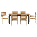 Garden Dining Set 7 pcs Beige Solid Acacia Wood 3365465
