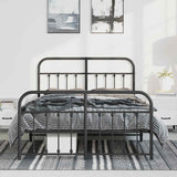 Metal Bed Frame without Mattress with Footboard Black 150x200cm 352598