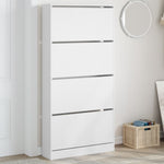 ZNTS Shoe Cabinet with 4 Flip-Drawers White 80x21x163.5 cm 3214364