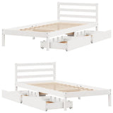 Bed Frame without Mattress White 90x190 cm Single Solid Wood Pine 3301527