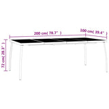 Garden Dining Set Anthracite Powder-Coated Steel 200 x 100 x 72 cm 3187983