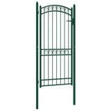 ZNTS Fence Gate with Arched Top Steel 100x200 cm Green 146367