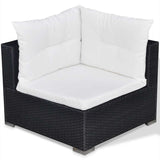 6 Piece Garden Lounge Set with Cushions Poly Rattan Black 42743
