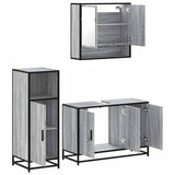 ZNTS 3 Piece Bathroom Furniture Set Grey Sonoma Engineered Wood 3300983