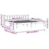 810103 Bed Frame without Mattress White Solid Wood 200x200 cm