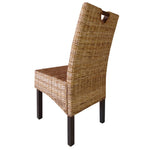 ZNTS Dining Chair 2 pcs Kubu Rattan Mango Wood 243638