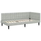 Corner Bed Frame with Headboard Light grey 100 x 200 cm Velvet 42016438