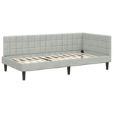 Corner Bed Frame Light Grey 100 cm x 200 cm Velvet 42016438
