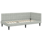 Corner Bed Frame with Headboard Light grey 90 x 200 cm Velvet 42016428