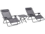 3pcs Folding Zero Gravity Chairs Sun Lounger Table Set w/ Cup Holders Reclining Garden Yard Pool, T3398P320000