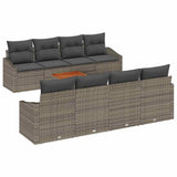 Garden Sofa Set with Cushion 9 pcs Grey Poly Rattan 3347804