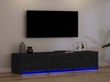 TV Cabinet with LED Black Oak 140 x 34 x 40 cm Engineered Wood 8006558