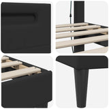 Bed Frame with LED Strip Lights Black 135 x 190 cm Faux Leather 42028039