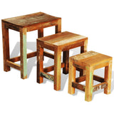 Nesting Table Set 3 Pieces Vintage Reclaimed Wood 241093