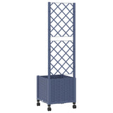 Garden Planter with Trellis&Wheels Blue Grey 40 x 40 x 146 cm 3422921