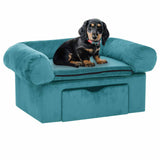 Dog Sofa with Storage Turquoise 75 x 50 x 38cm Plush 171083