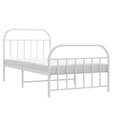Bed Frame White Steel Single Bed Frame Rectangular Durable 353696