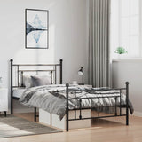 Metal Bed Frame without Mattress with Footboard Black 100x200cm 374352