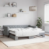 Daybed with Trundle and Mattresses Light Grey 90x190 cm Fabric 3197497