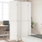 Room Divider 4 Panels White Solid Wood Paulownia 358836