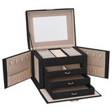 Jewellery Box 4-Layer with Mirror Lockable Black 22.5x17.5x16.5 cm 4103561