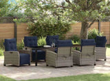 Garden Dining Set with Cushion 7 pcs Grey Poly Rattan 3380475