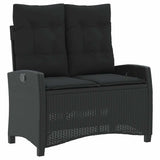 2 Piece Garden Dining Set with Cushions Black Poly Rattan 3277394