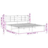 Metal Bed Frame without Mattress with Headboard White 183x213cm 355615