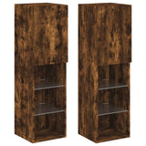 TV Cabinets with LED Lights 2 pcs Smoked Oak 30.5x30x102 cm 837024