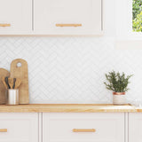 Herringbone Tile 20 pcs White 30 x 30 cm Polyurethane and PET 42021279