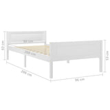 Bed Frame without Mattress Solid Pinewood White 90x200 cm 322103