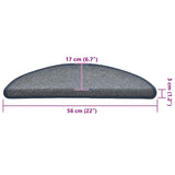 Stair Mats 30 pcs 56x17x3 cm Light Grey and Blue Half Round 3365748