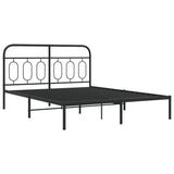 Metal Bed Frame without Mattress with Headboard Black 150x200cm 377119