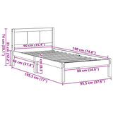 Bed Frame White 90 x 190 cm Solid Pine wood 872213