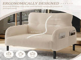 GOMYWAY corduroy fabric, comfortable monochrome single person wide seat chair, suitable for living W2678P422244