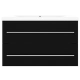 Sink Cabinet with Built-in Basin Black Engineered Wood 3099051