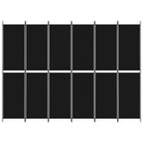 6-Panel Room Divider Black 300x220 cm Fabric 350257
