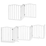 Dog Gate with Door Foldable 15 Panels White 750 cm Poplar Wood 3155593