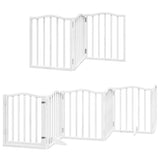Dog Gate with Door Foldable 15 Panels White 750 cm Poplar Wood 3155593