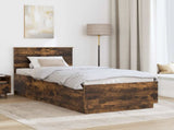 Bed Frame with Headboard Smoked Oak 90 x 200 cm Engineered Wood 3408212