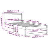 Bed Frame with Headboard White 100 x 200 cm Solid Pine Wood 873287